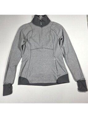 Lululemon Runderful 1/2 Zip Top Womens 8 Mini Check Pique Gray
